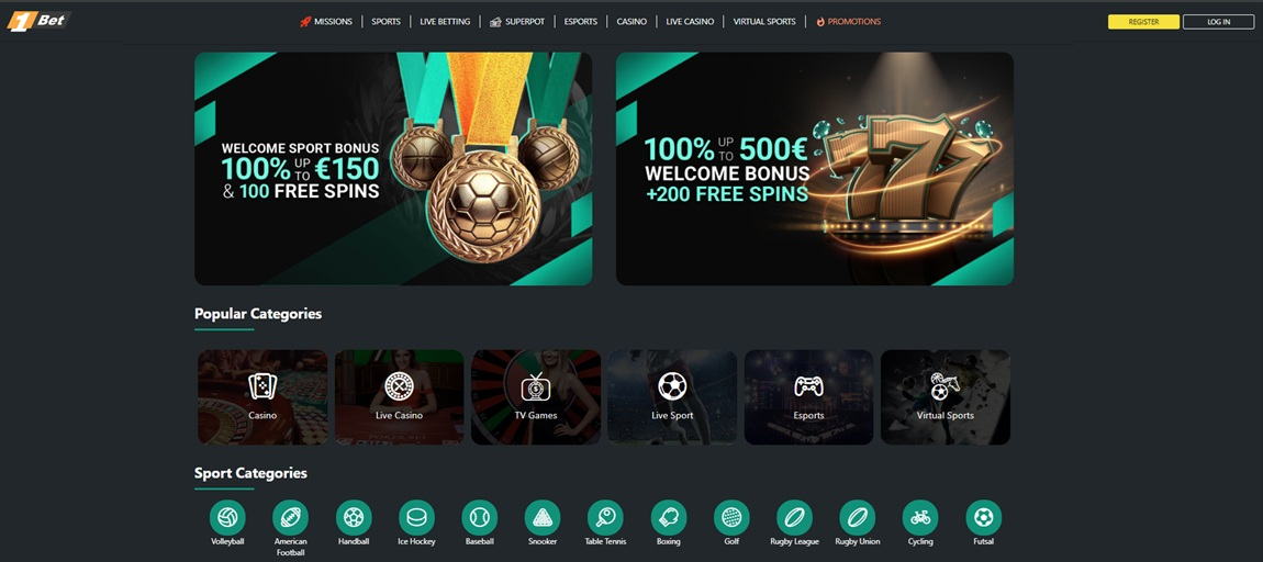 1bet design screenshot