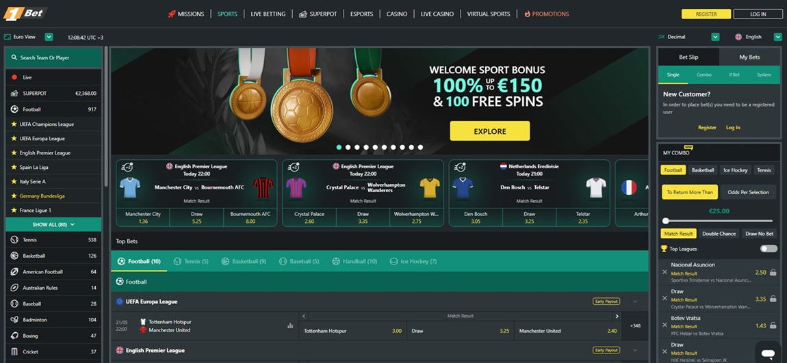 1bet sportsbook screenshot